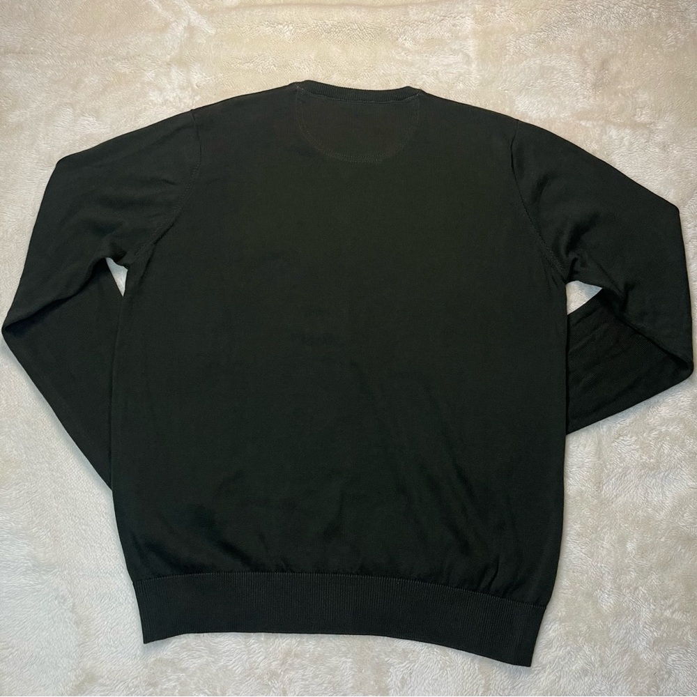 Lacoste V-Neck Jersey Knit Olive Green Sweater Preppy Large Minimalist Academia - Picture 5 of 11